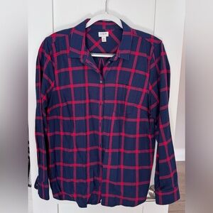 J. Crew Women’s Blue and Red Checkered Shirt